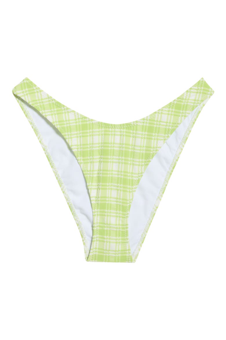 Rae Plaid High Cut Bikini Bottoms, Main, color, GREEN/ WHITE