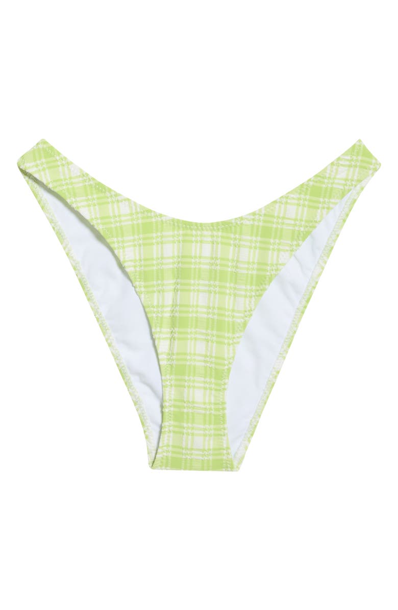 PacSun Rae Plaid High Cut Bikini Bottoms, Main, color, Green/ White