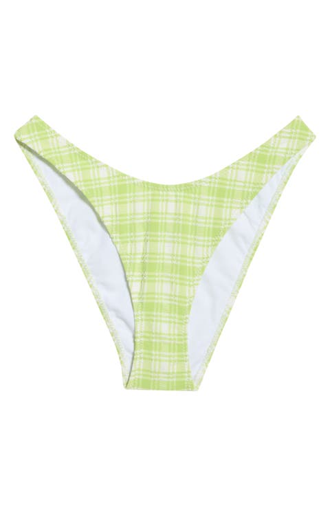 Rae Plaid High Cut Bikini Bottoms