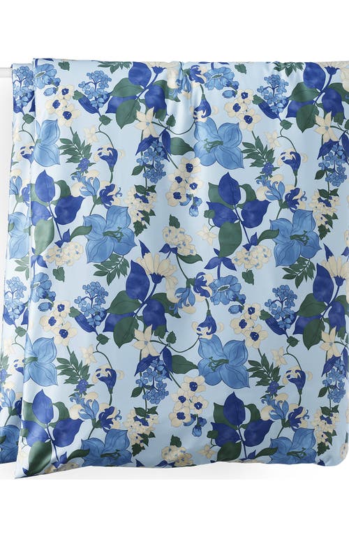 Lands' End 400 Thread Count Premium Supima Cotton No Iron Sateen Duvet Bed Cover In Serene Blue Lilies