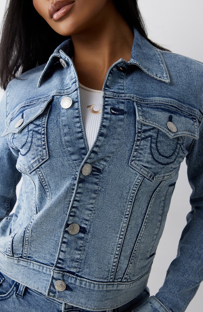 True Religion Jesse Crop Denim Jacket, Alternate, color, Light Budding Wash