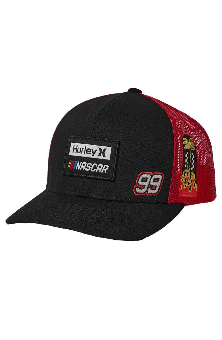 Hurley Men's Hurley Black/Red NASCAR Trucker Snapback Hat, Main, color, 