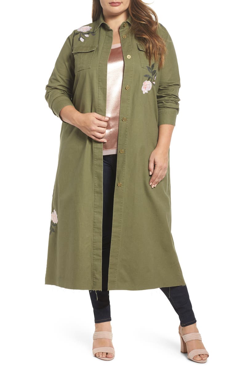 RACHEL Rachel Roy Embroidered Army Duster, Main, color, 