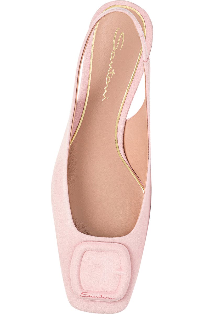 Santoni Women's Suede Mid-Heel Slingback, Alternate, color, Pink