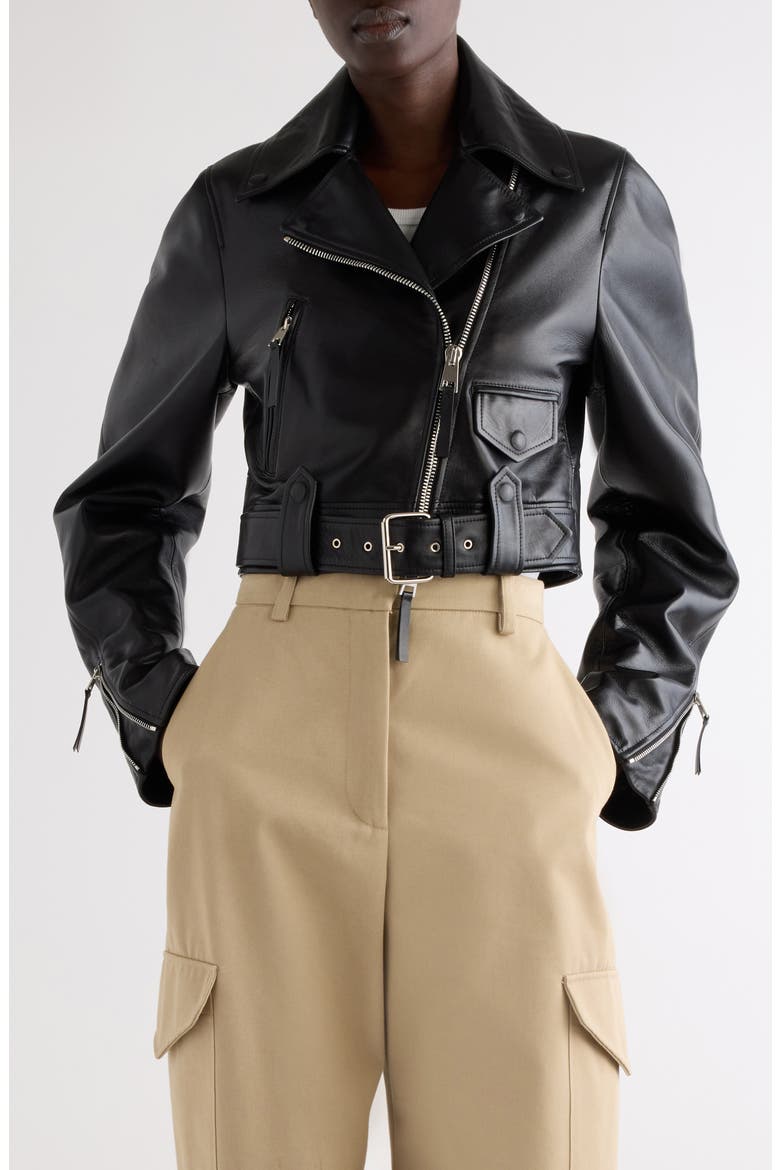 Cocoon Crop Biker Jacket, Main, color, BLACK