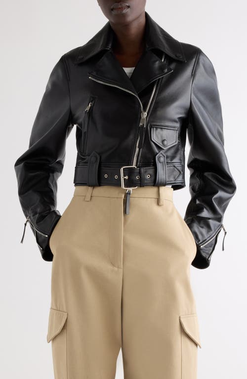 Givenchy Cocoon Crop Leather Biker Jacket In Black
