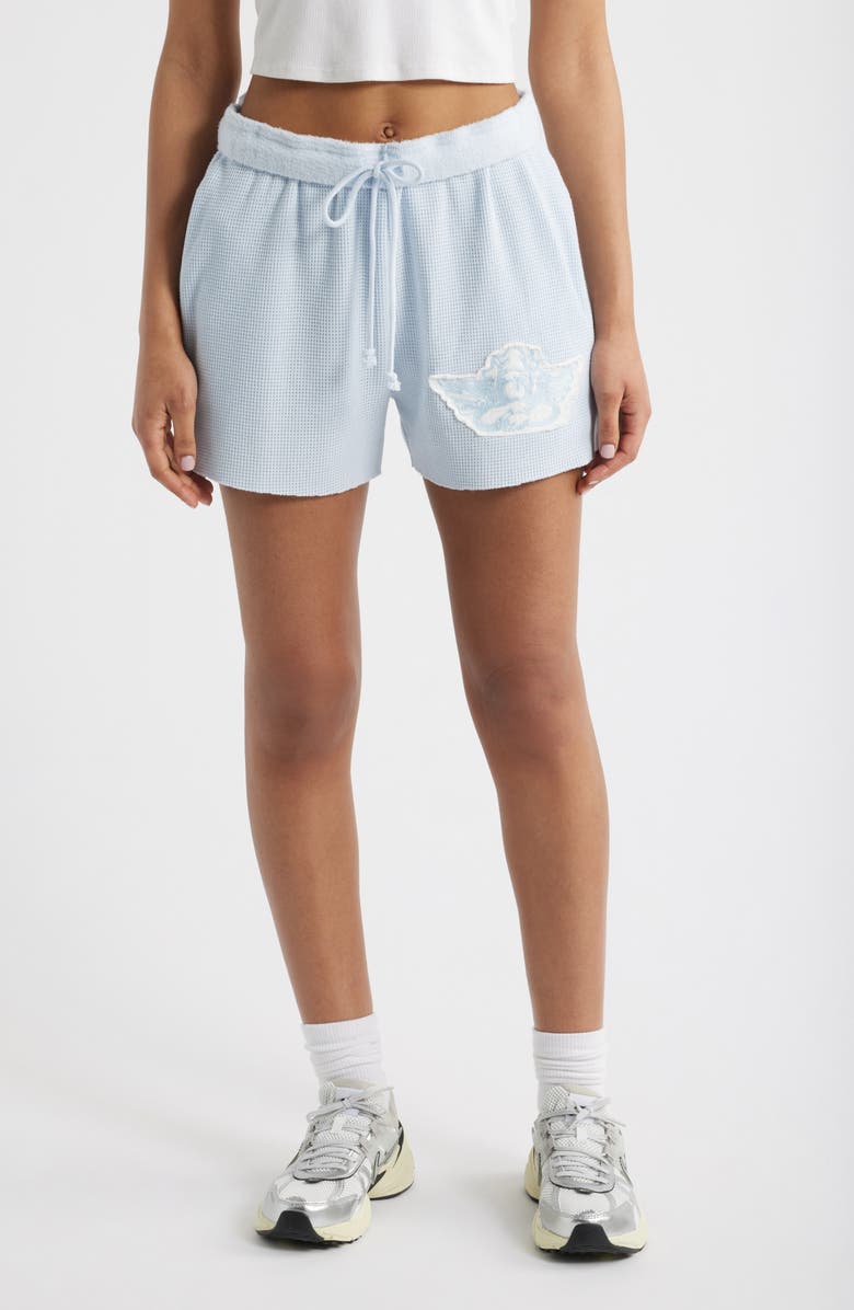 BOYS LIE Aura Let Love Guide My Way Graphic Sweat Shorts, Main, color, Blue