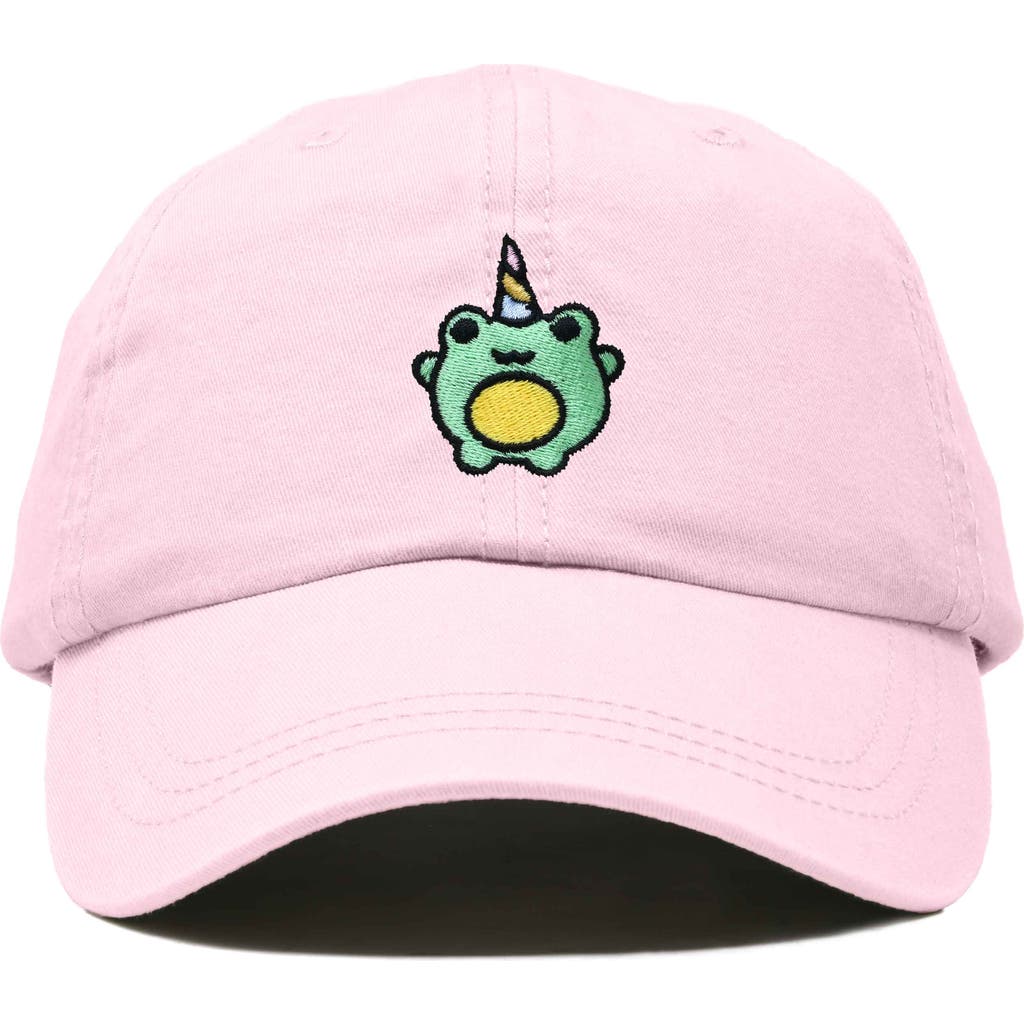 Dalix Froggy Unicorn Embroidered Cap In Washed Pink