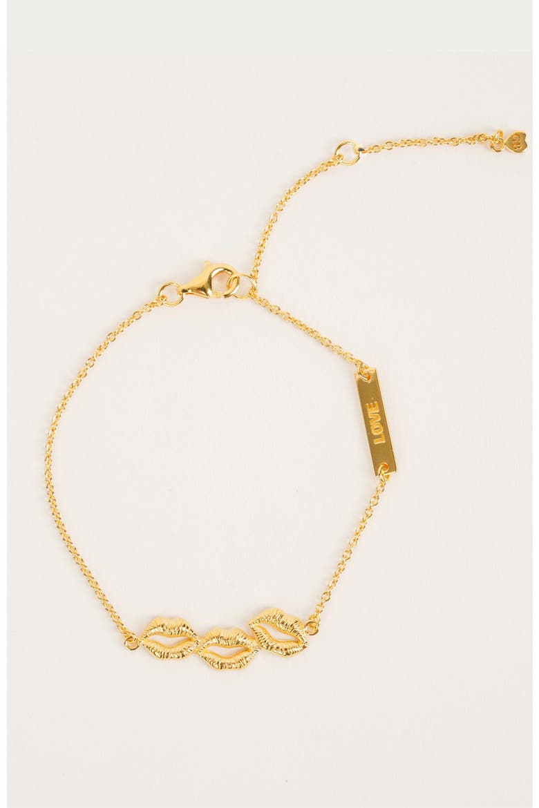 Lip Love Charm Bracelet, Alternate, color, Gold