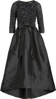 Pisarro Nights Beaded Bodice Taffeta A-Line Gown
