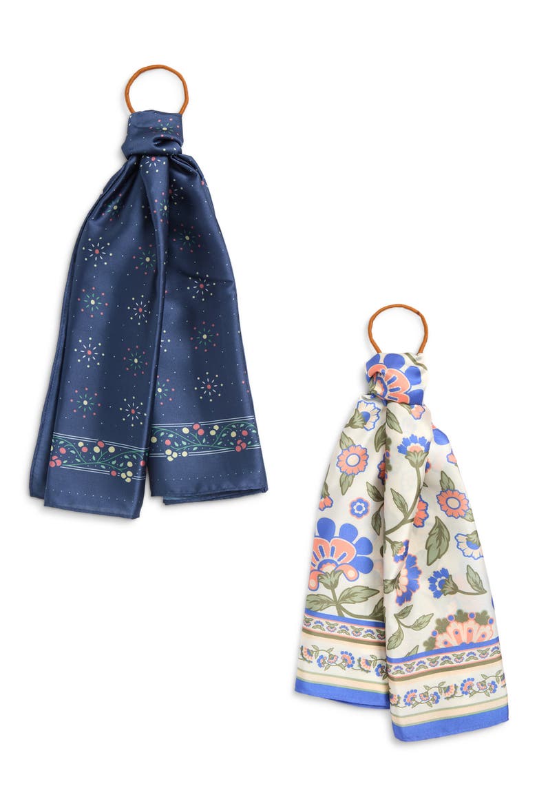 Assorted 2-Pack Satin Scarf, Alternate, color, IVORY- NAVY COMBO
