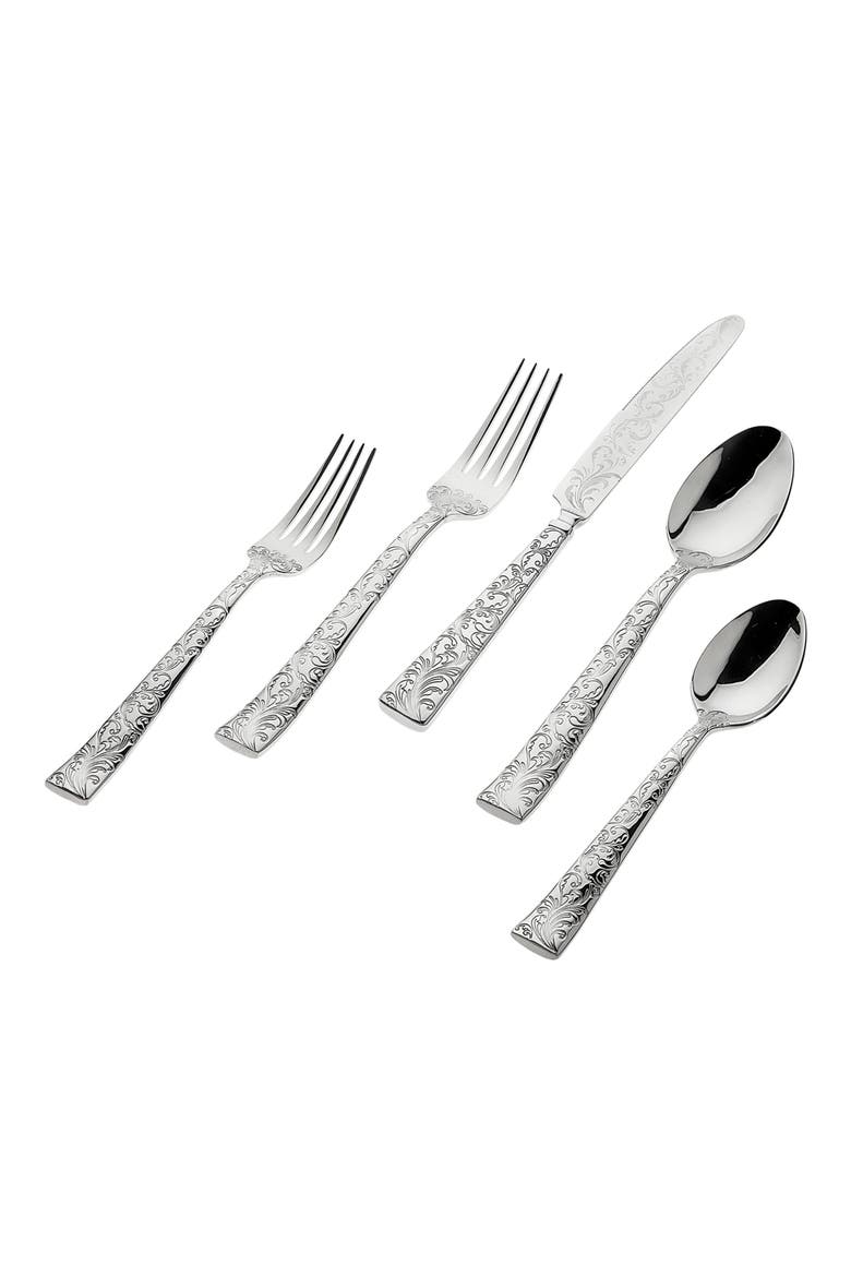 Parisian Garden 20-Piece Flatware Set, Alternate, color, SILVER