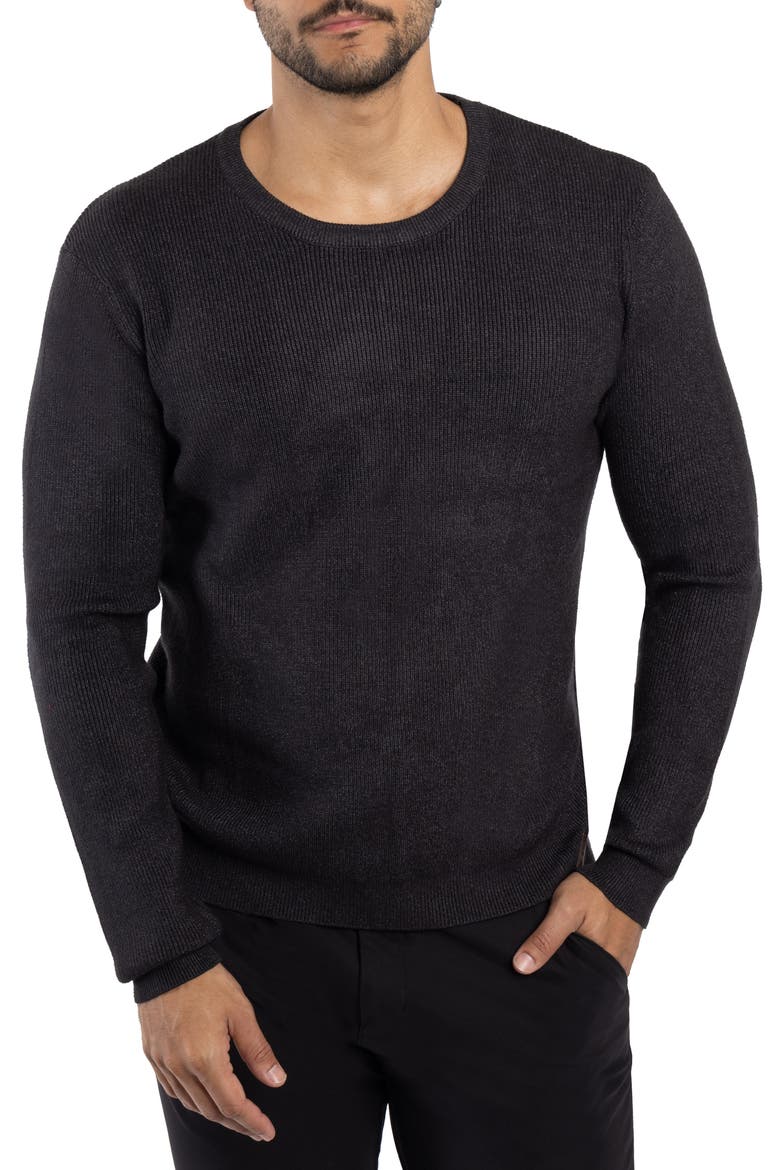Ribbed Crewneck Sweater, Main, color, HEATHER CHARCOAL
