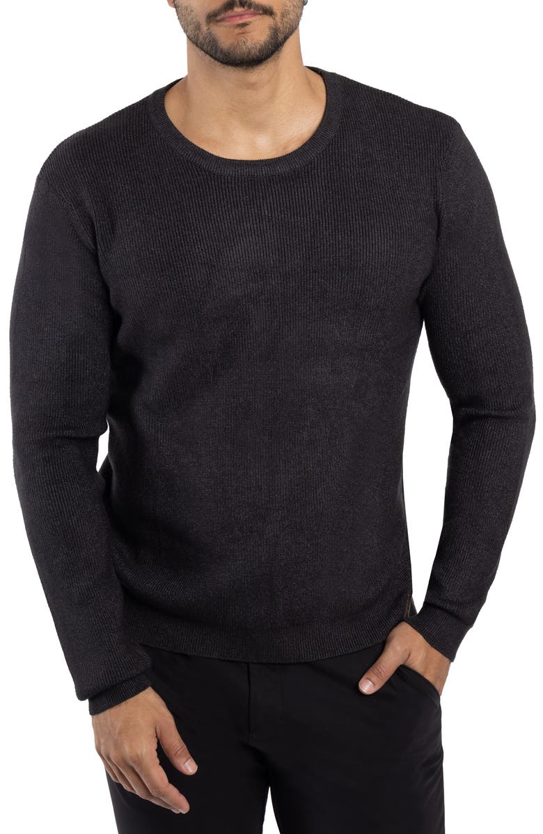 Spring + Mercer Ribbed Crewneck Sweater, Main, color, Heather Charcoal