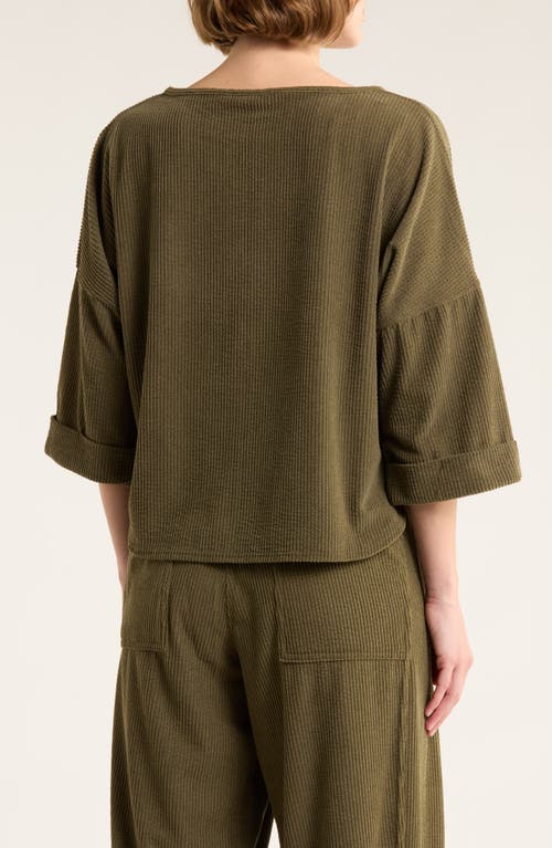 Max Studio Long Sleeve Knit Corduroy Top In Green