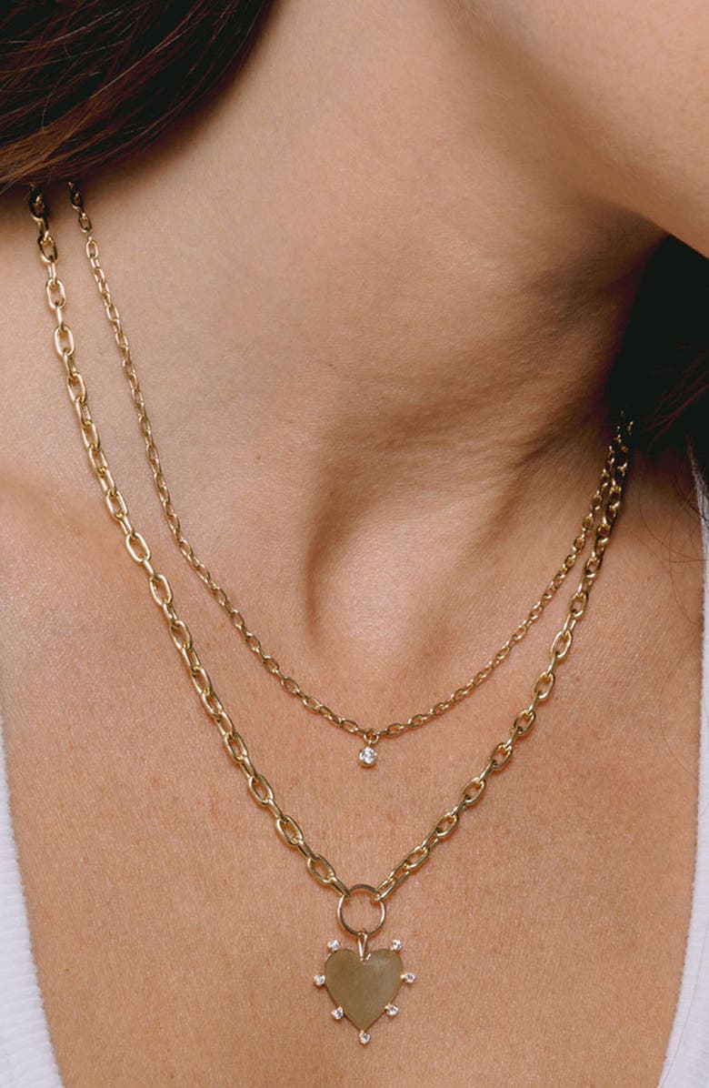 Zoë Chicco Diamond Heart Pendant Necklace, Alternate, color, 
