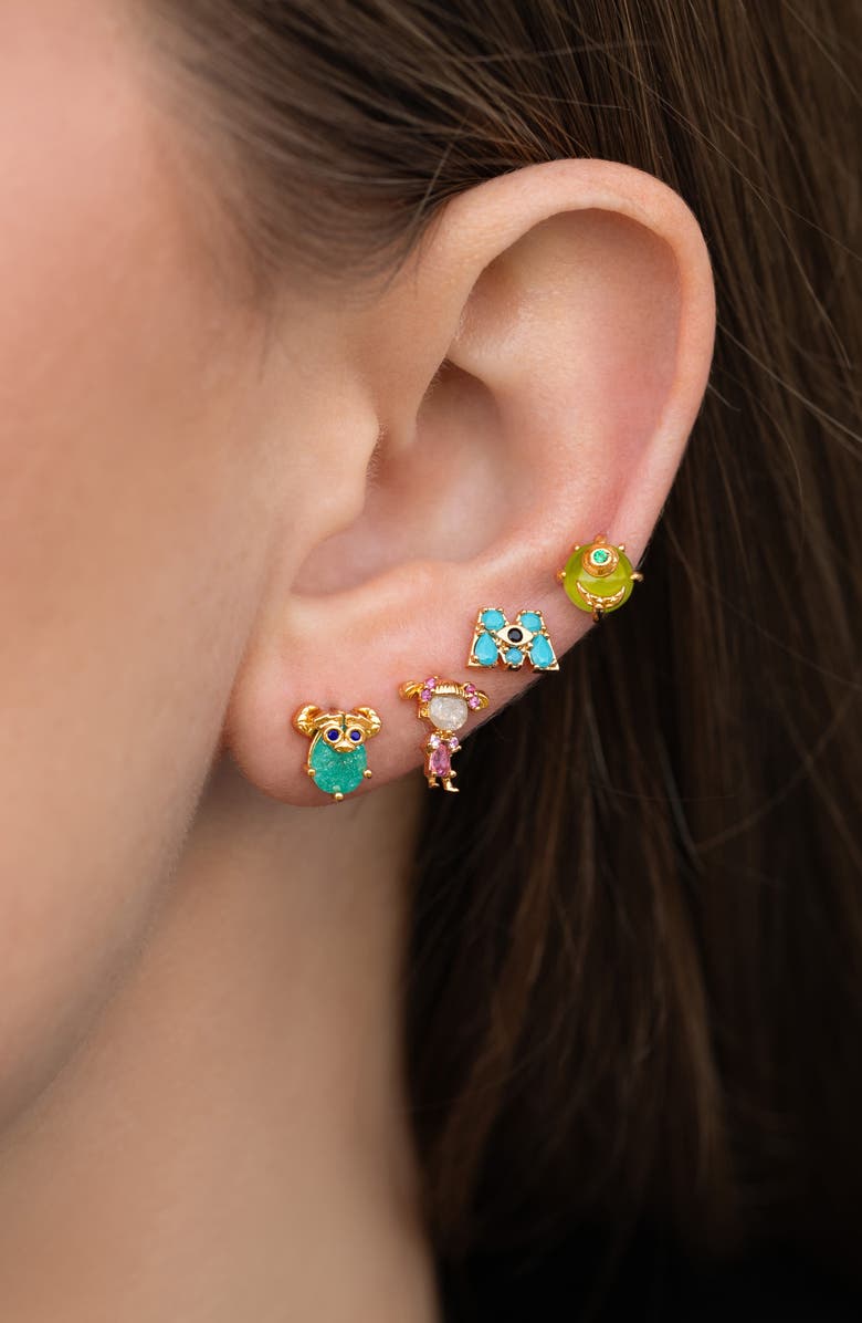 Girls Crew x Disney<sup>®</sup> Pixar Monster's Inc. Set of 4 Stud Earrings, Alternate, color, Gold