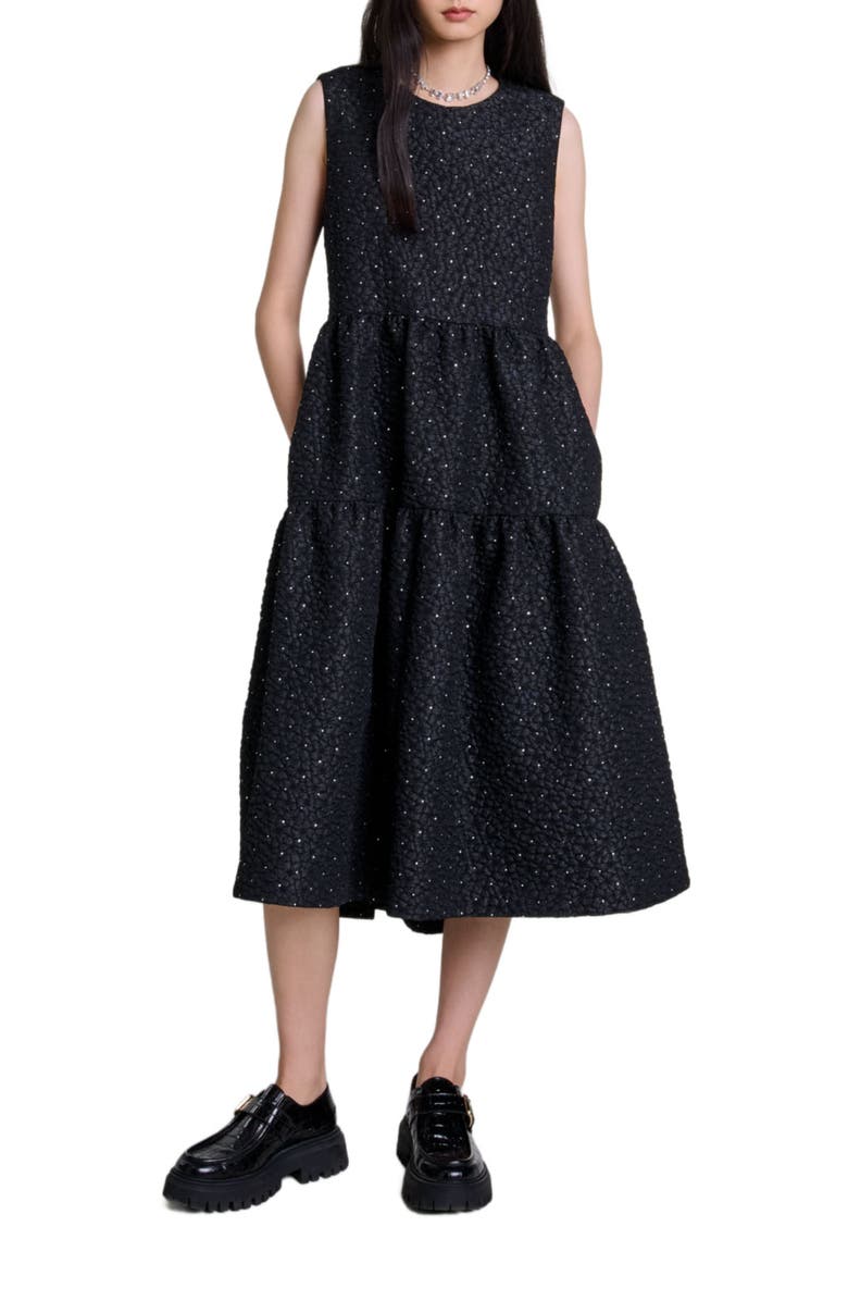maje Rhinestone maxi dress, Main, color,