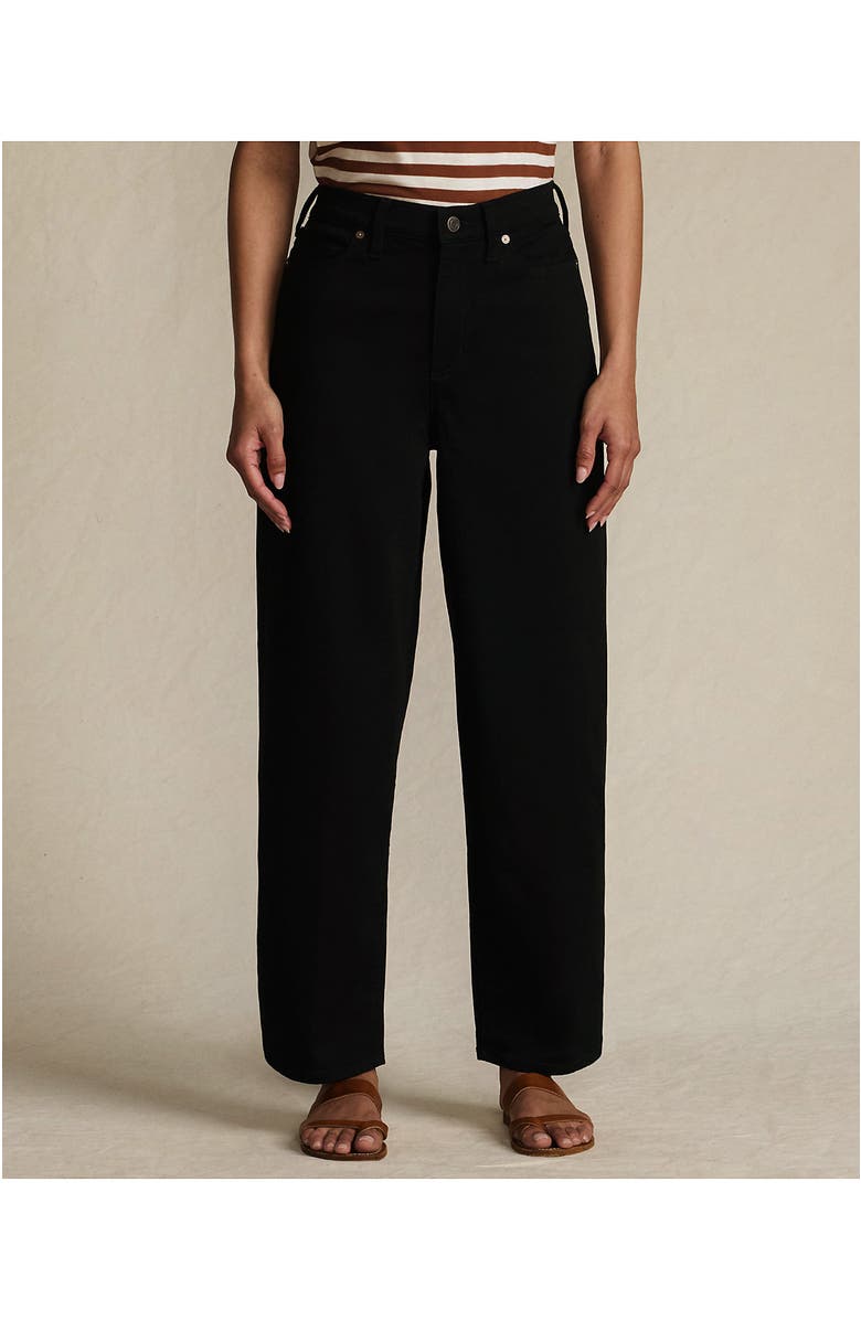 Lands' End Recover High Rise Barrel Leg Ankle Jeans, Alternate, color, Black