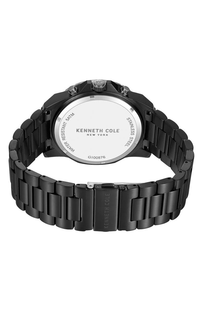 Kenneth Cole New York The Hollis Chronograph Bracelet Watch, 45mm, Alternate, color, Black