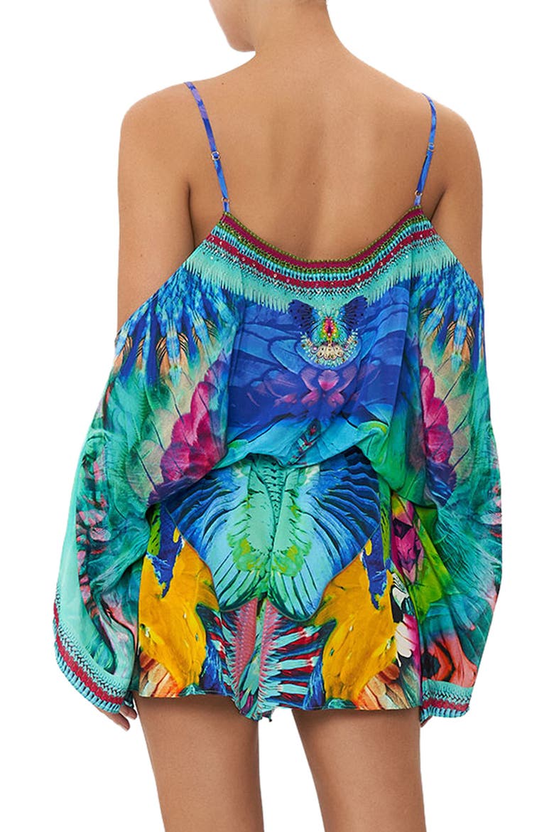 Embellished Cold Shoulder Silk Romper, Alternate, color, AGE OF ASTERIA