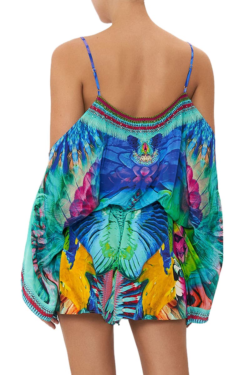 Camilla Embellished Cold Shoulder Silk Romper, Alternate, color, 