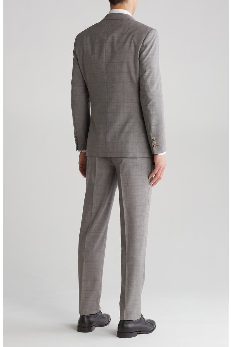 Plaid Trim Fit Wool Blend Two-Piece Suit, Alternate, color, TAUPE