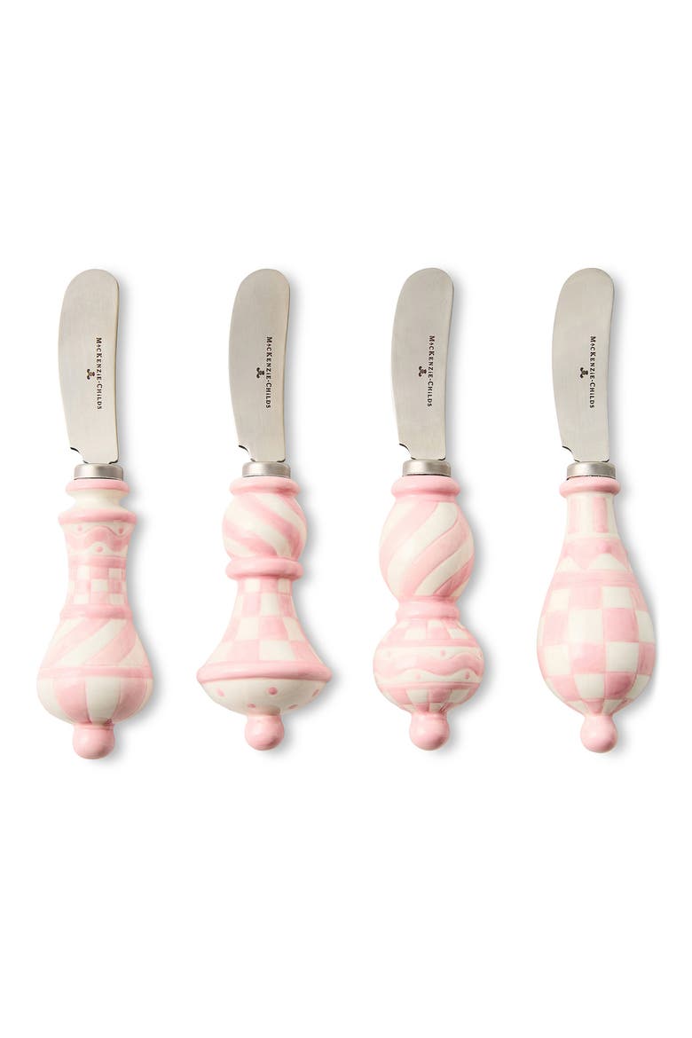 Rosy Check Set of 4 Party Spreaders, Main, color, ROSY