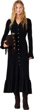 maje Ruffled knit maxi dress
