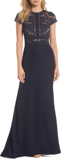 Lace & Crepe A-Line Gown