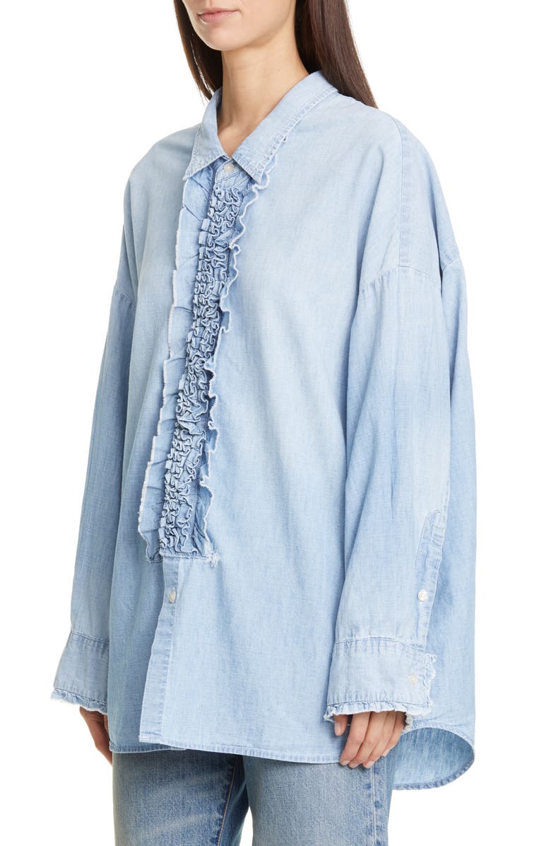 R13 Oversized Denim Tuxedo Shirt, Alternate, color,
