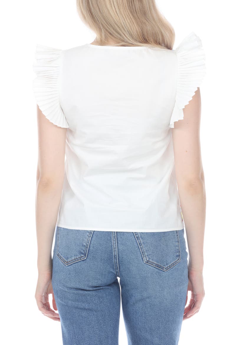 Embroidered Ruffle Sleeve Top, Alternate, color, WHITE