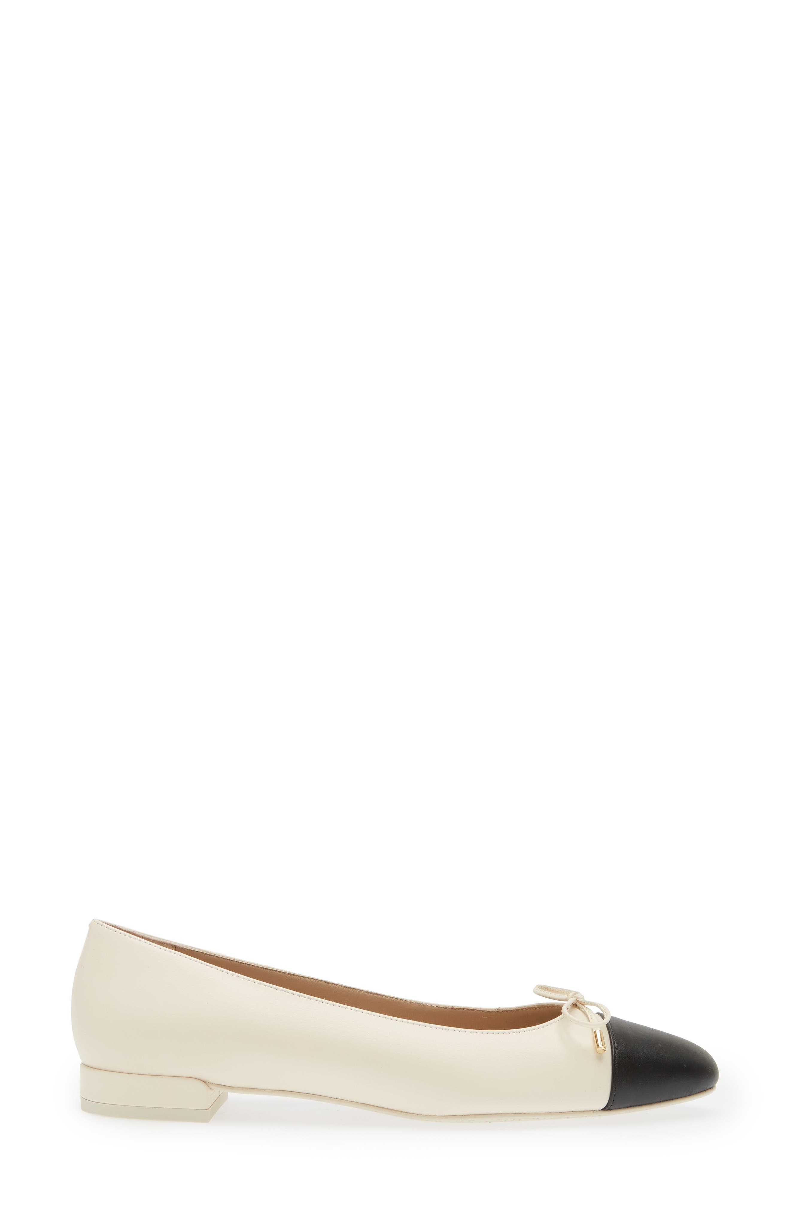 Sleek Cap Toe Bow Flat, Alternate, color, IVORY/ BLACK