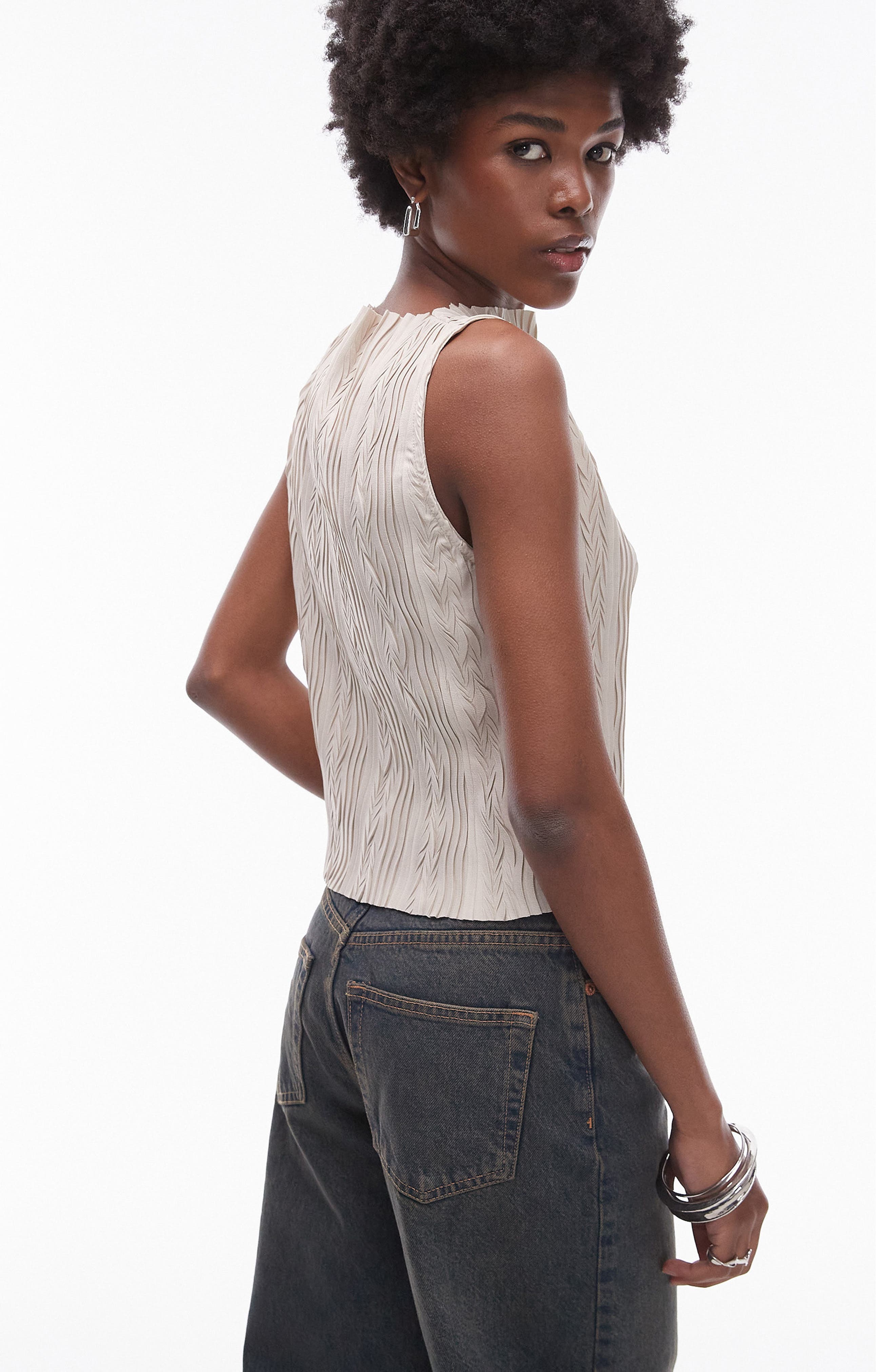 Sleeveless Plisse Top - image 2