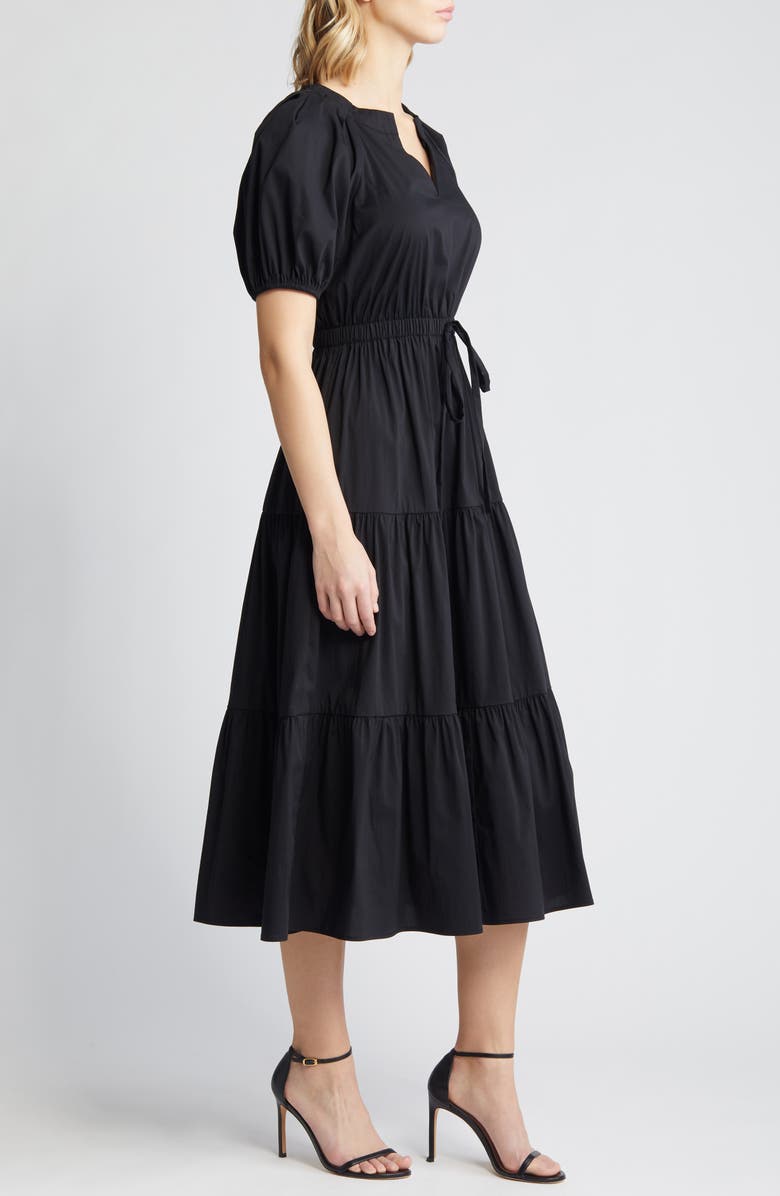 Anne Klein Tiered Puff Sleeve Midi Dress, Alternate, color,