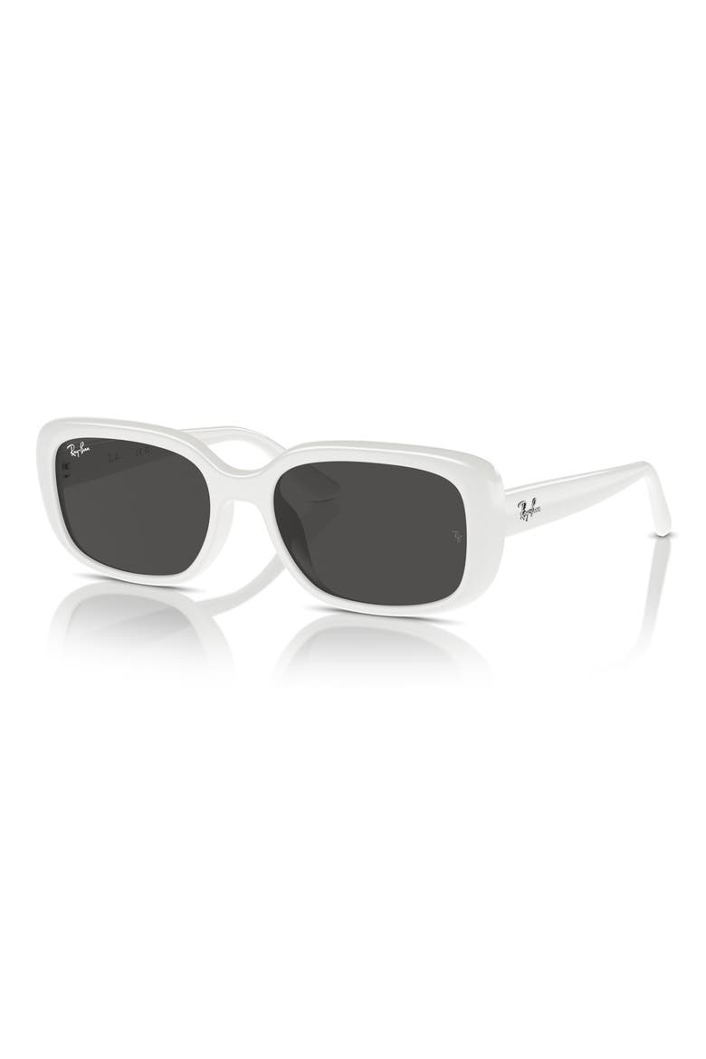 56mm Pillow Rectangular Sunglasses, Alternate, color, WHITE