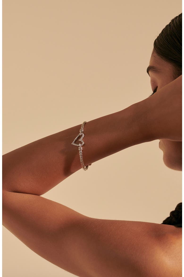 Classic Chain Sterling Silver Heart Bracelet, Alternate, color, SILVER