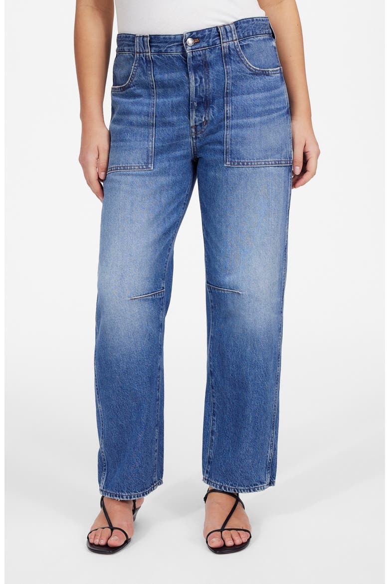 The Darted Utility Barrel Leg Jeans, Main, color, KINGSMARK WASH