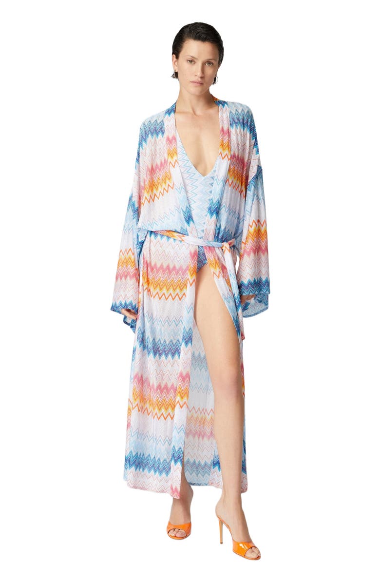 Missoni Cover-up In Zigzag Lamé Viscose Blend With Belt At The Waist, Main, color, 