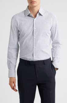 BOSS Hank Kent Slim Fit Plaid Performance Twill Dress Shirt