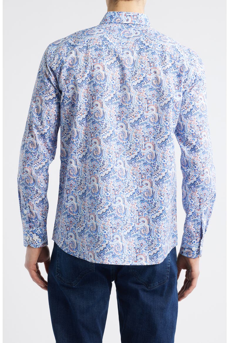 Large Mosaic Print Button-Up Shirt, Alternate, color, BLUE MULTI