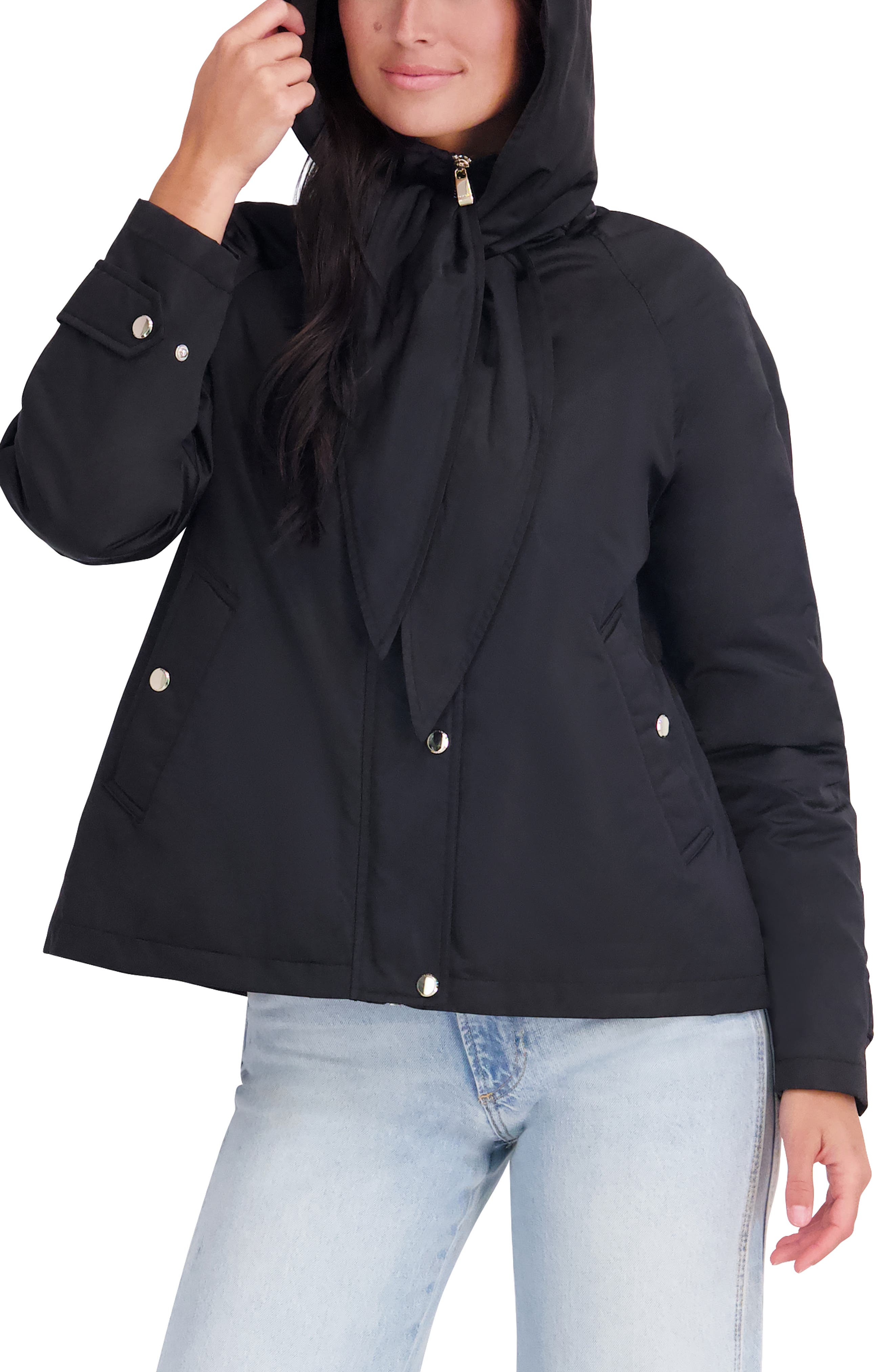 Kensie Quilted Satin Jacket with Bow (Women) | Nordstromrack