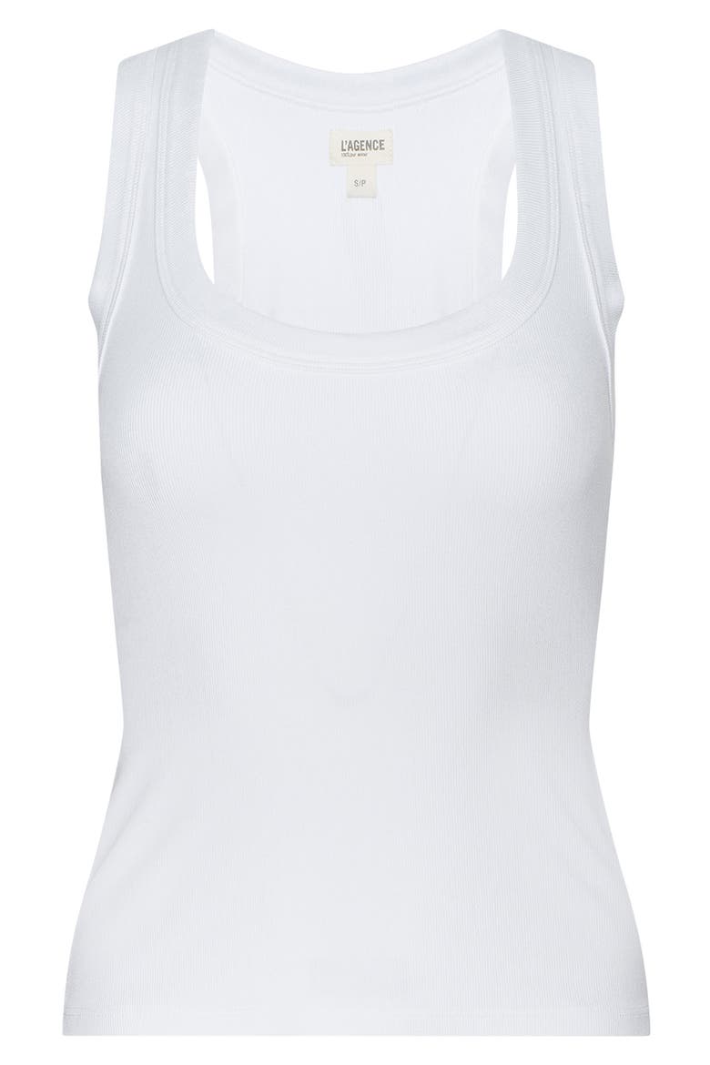Shania Racerback Ribbed Tank, Alternate, color, WHITE