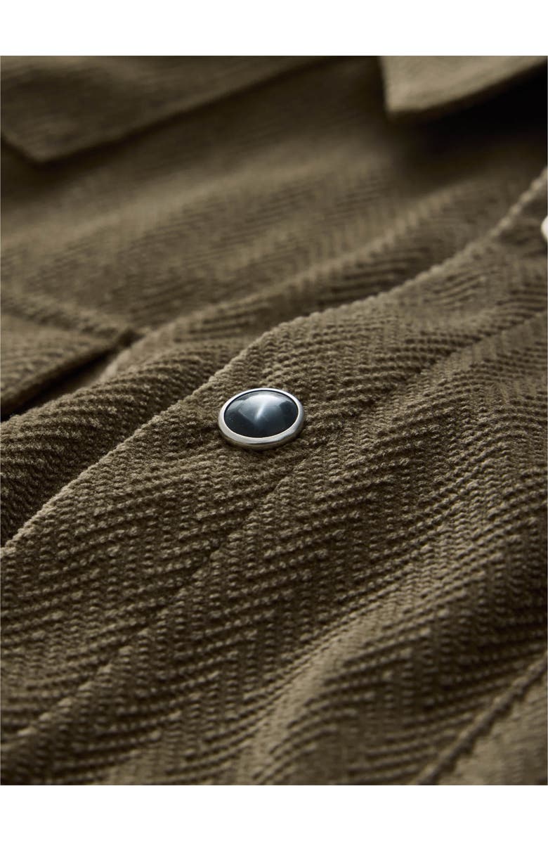 John Varvatos Andres Western Herringbone Faux Suede Snap-Up Shirt, Alternate, color, Fossil Grey