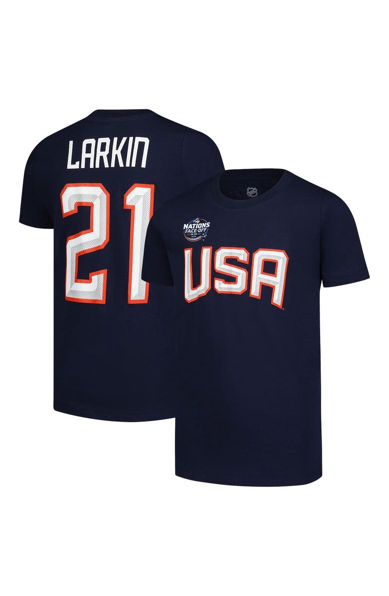 Outerstuff Youth Dylan Larkin Navy  2025 4 Nations Face-Off Player Name & Number T-Shirt, Alternate, color, 