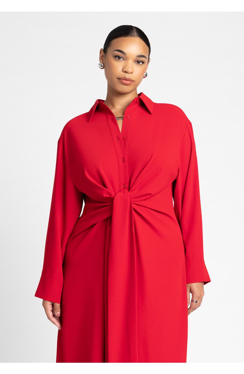 ELOQUII Tie Front Oversized Shirt Dress, Alternate, color, Barbados Cherry