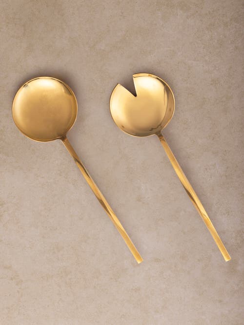 Gauri Kohli Oslo Salad Servers, Set Of 2 In Gold