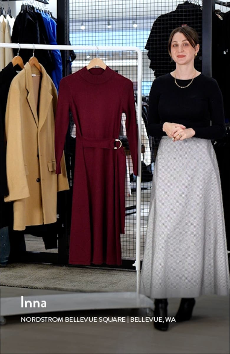 Tie Belt Mock Neck Long Sleeve Dress, sales video thumbnail