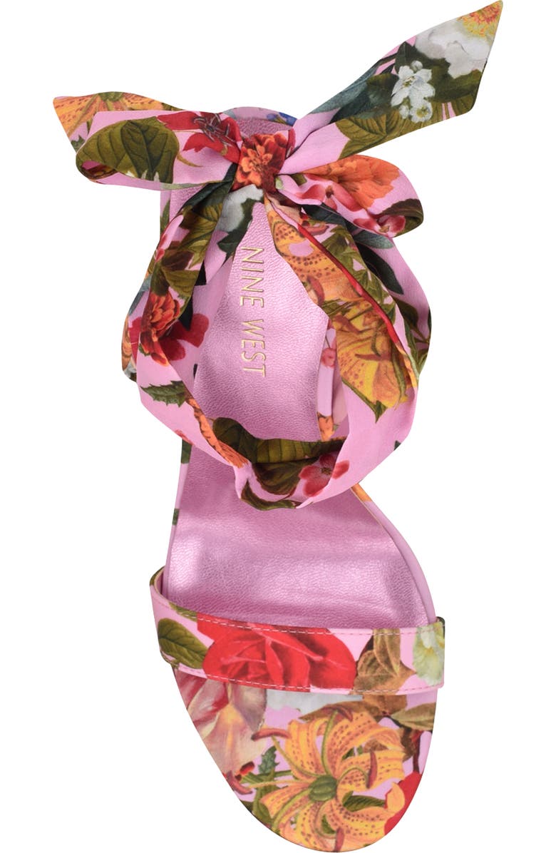 Nine West Kobs Ankle Tie Sandal, Alternate, color, Pink Rose Print Multi