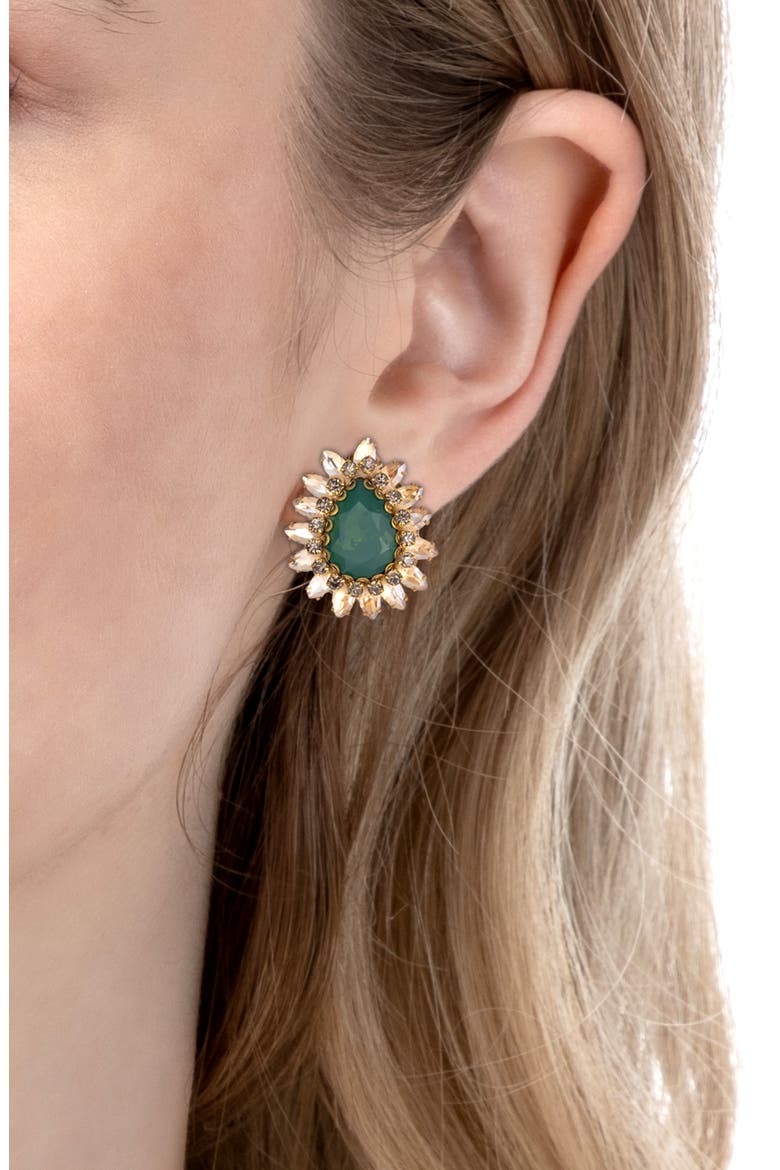 Leesha Crystal Stud Earrings, Alternate, color, GREEN